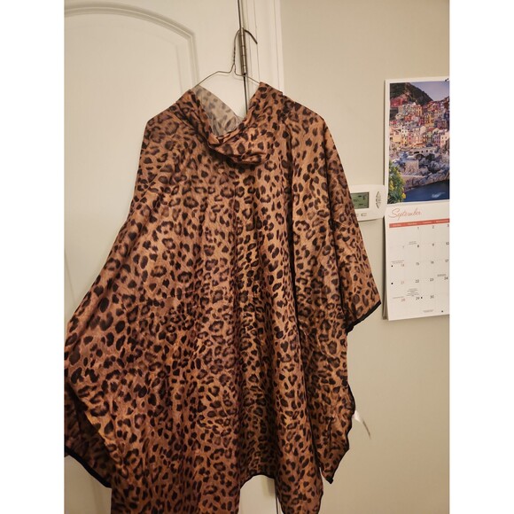 Chico's Leopard-Print Poncho Rain Cover-up One Size - Picture 7 of 10